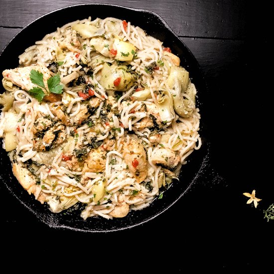 Artichoke, Chicken & Spinach Pasta