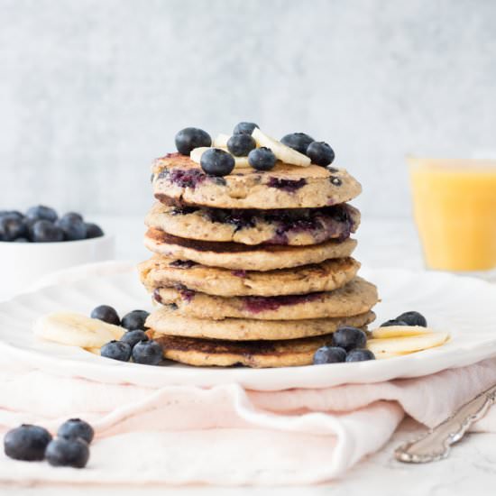 Vegan + GF Blueberry Pancakes