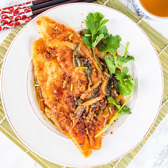 Chinese pan fried fish soy sauce