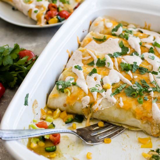 Veggie Enchiladas w/ Chili Crema