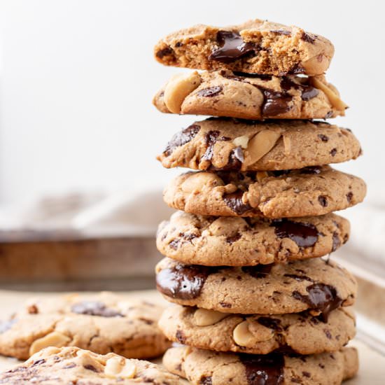 Peanut and Chocolate Spelt Cookies