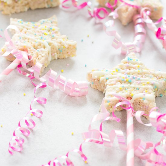 Cake Batter Rice Krispies Wands