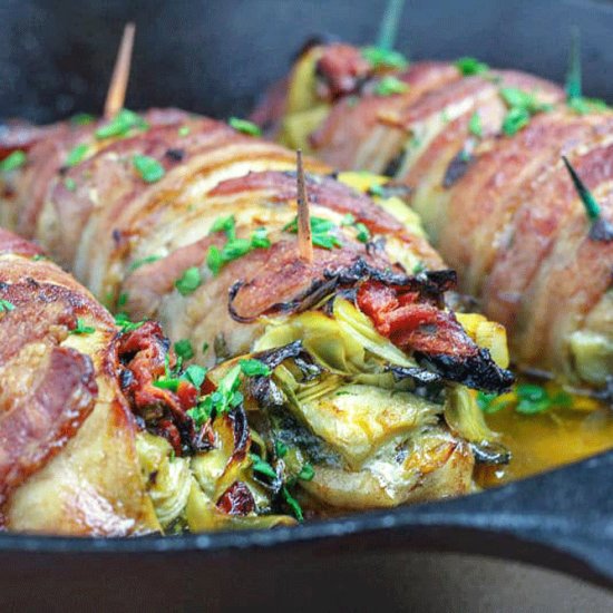 Bacon Wrapped Veggie Chicken