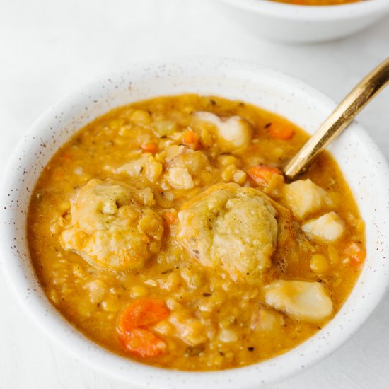 Split Pea Soup w/ Cheesy Dumplings