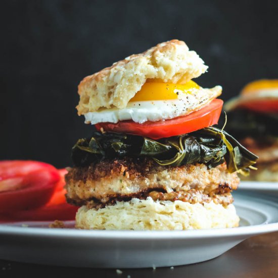 Pork and Greens Biscuit Sandwiches