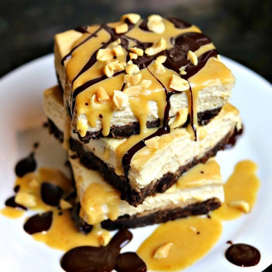 Keto Snickers Cheesecake Bars