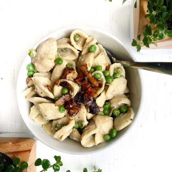 Creamy Orecchiette & Coconut Bacon