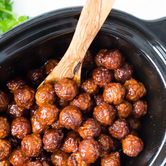 Cherry Bourbon Crock Pot Meatballs