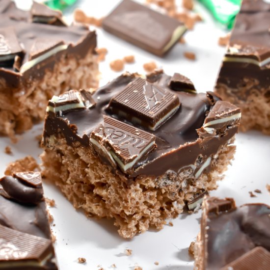 Mint Chocolate Rice Krispie Treats