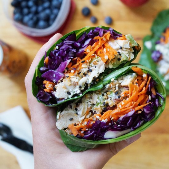 Collard Wraps & Easy Chicken Salad