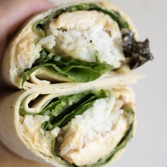 Chicken Rice Hummus Wrap