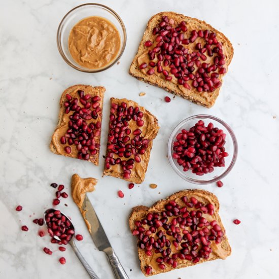 Peanut Butter Pomegranate Toast