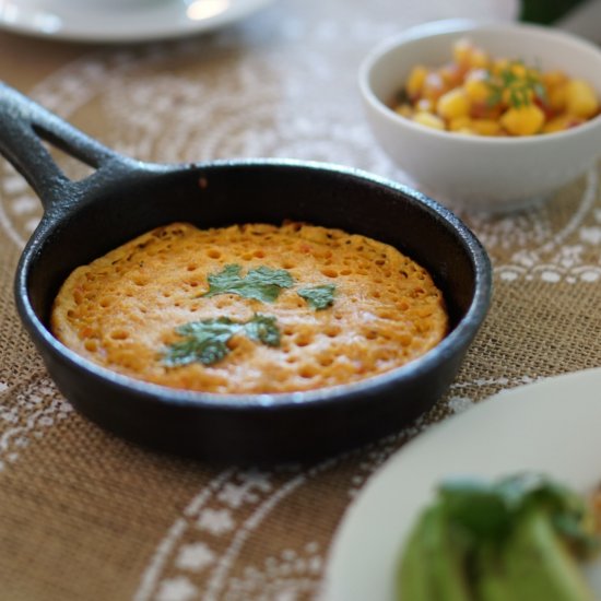 vegan omelette with mango salsa