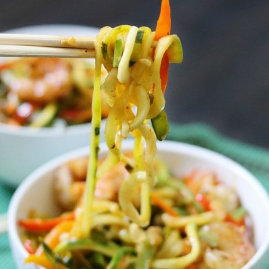 Pad Thai Zoodles and Shrimps