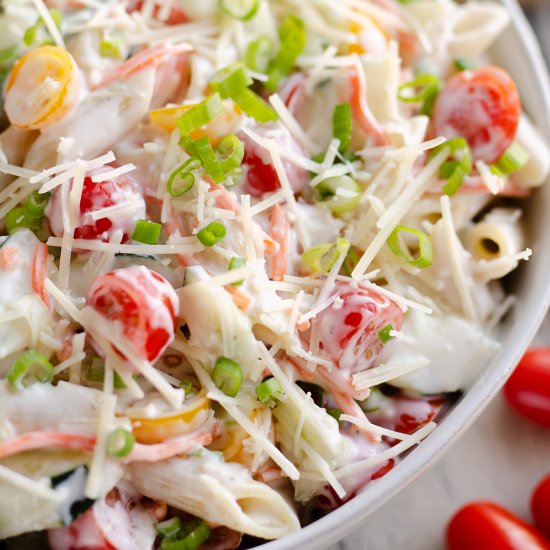 Light Parmesan Ranch Pasta Salad