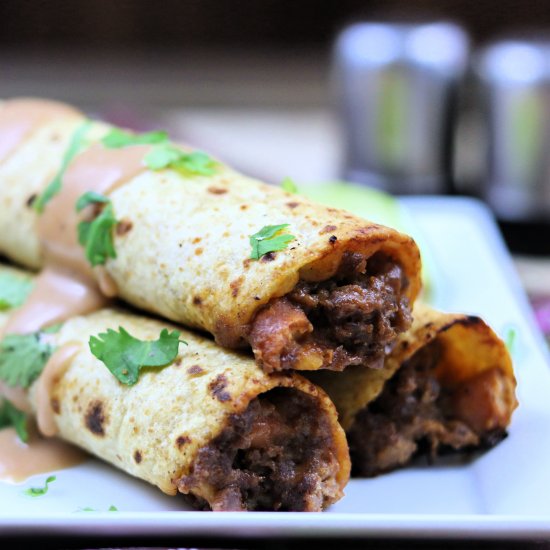 Baked BBQ Ranch Venison Taquitos