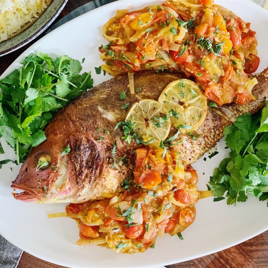 Whole Red Snapper withTomato Relish