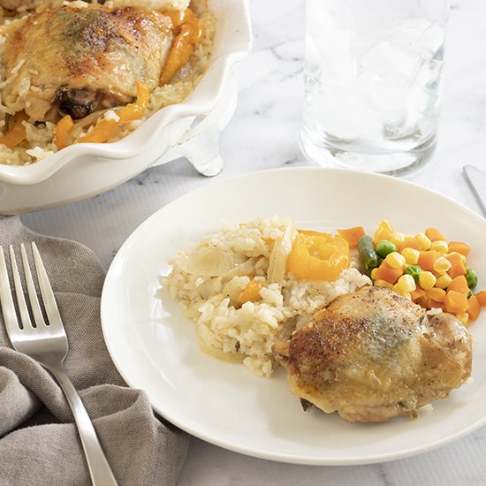 Baked Tarragon Chicken Thighs-Rice