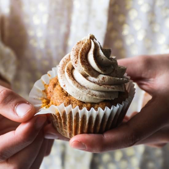 Pumpkin Cupcakes with Chai Frosting