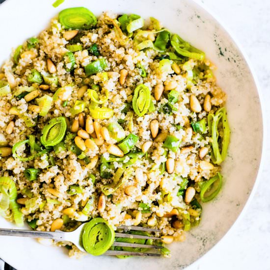 Pine Nut and Leek Quinoa Salad