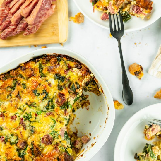 Corned Beef and Kale Strata