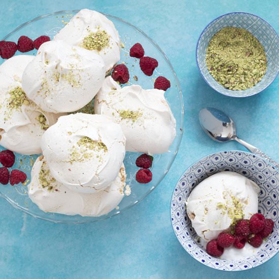 Vegan rosewater meringues