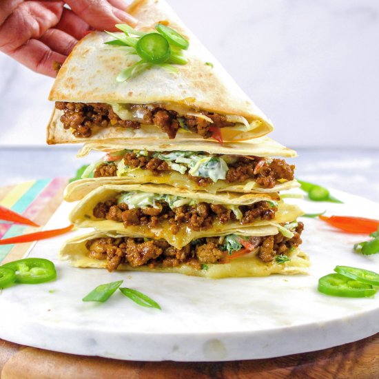 Curried Barbecue Turkey Quesadillas