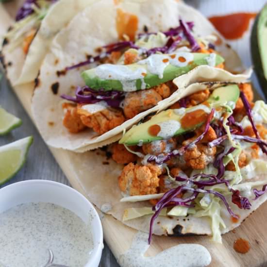 Buffalo Cauliflower Tacos