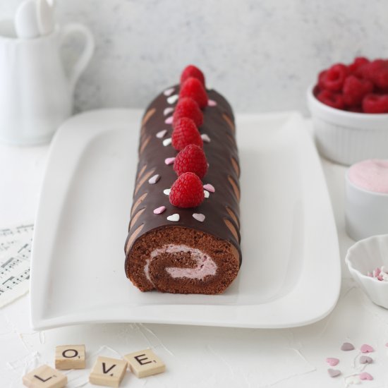 Chocolate Raspberry Roll cake