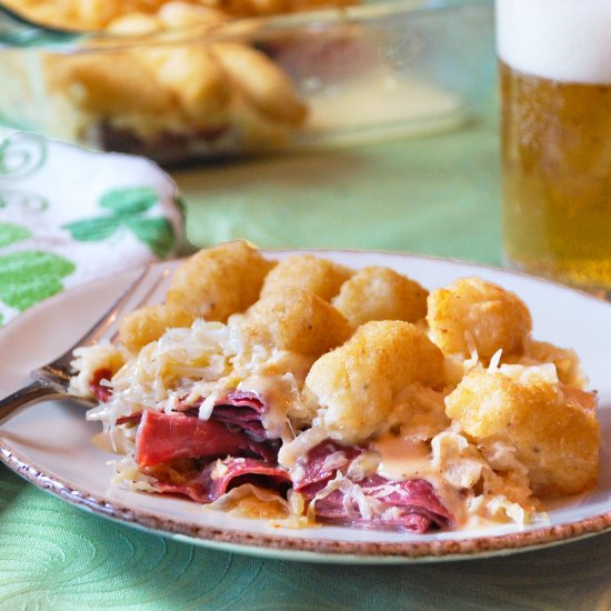 REUBEN BAKE WITH CAULIFLOWER TOTS