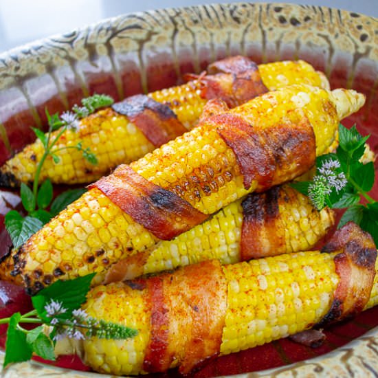 Roasted Corn Wrapped in Bacon