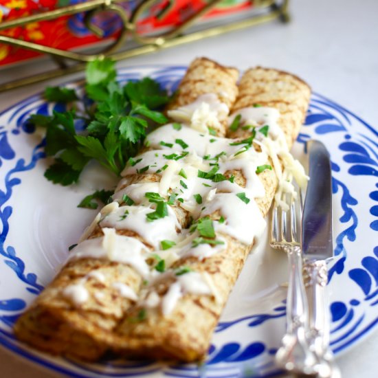 Chicken and Mushroom Crepes