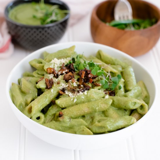 Brcocolli spinach vegan pasta