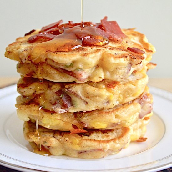 Cheesy Turkey Bacon Griddle Cakes