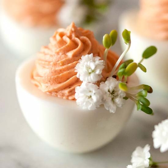 Pink Easter Deviled Eggs