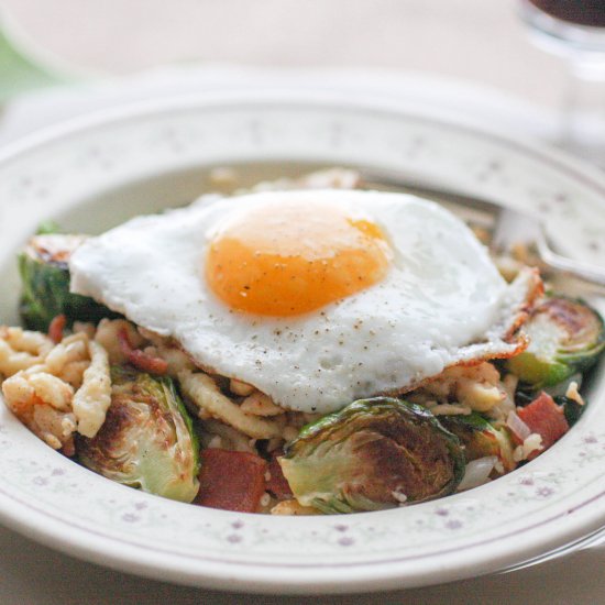 Brussels Sprouts, Spaetzle & Bacon