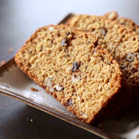 Vegan Walnut Raisin Quick Bread