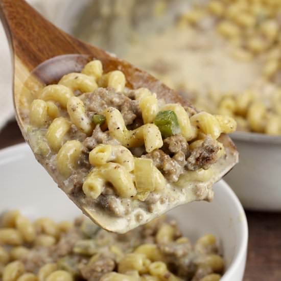 Cheesesteak Pasta Skillet Meal