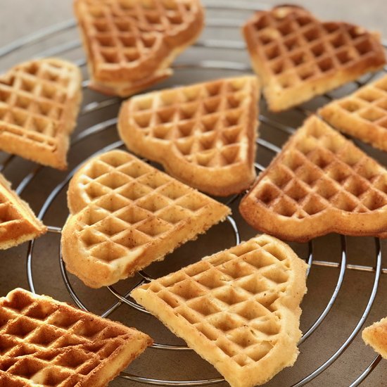 Heart-shaped belgian soft waffles