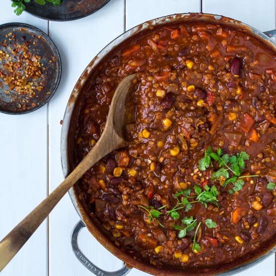 Vegan chili sin carne