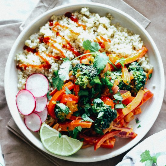 Peanut Stir Fry with Coconut Quinoa