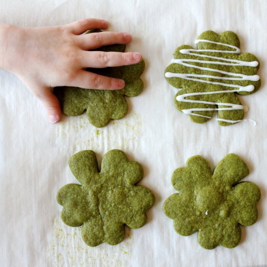 Matcha Almond Shortbread Cookies