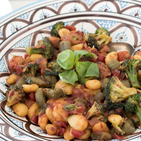 Gnocchi with broccoli and sausages