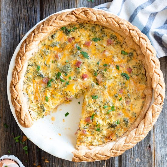 Healthier Cheddar Ham Quiche