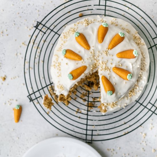 Healthy vegan Swiss carrot cake