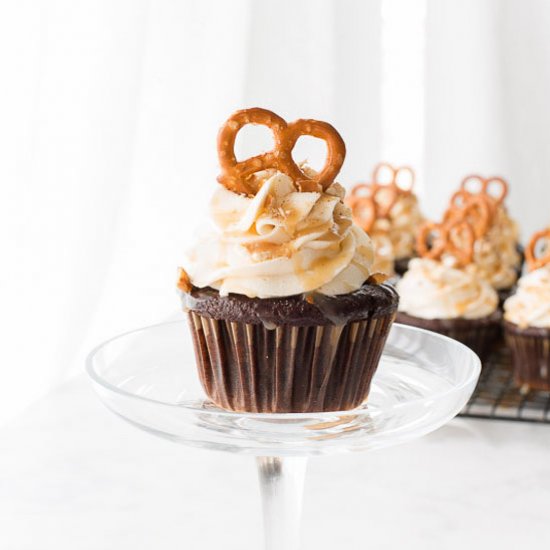 Chocolate Stout-Pretzel Cupcakes