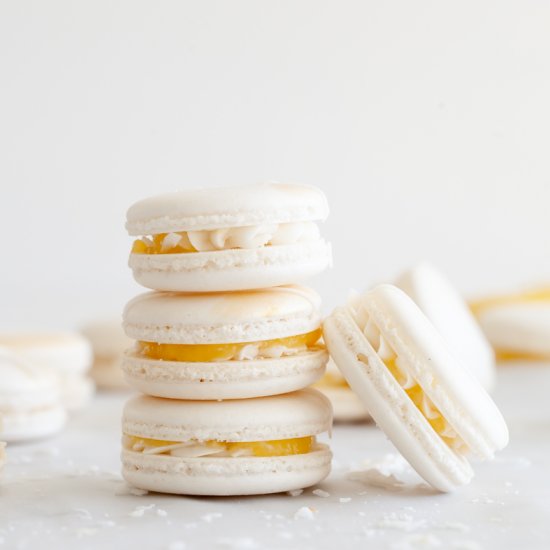 Coconut Lemon Curd Macarons