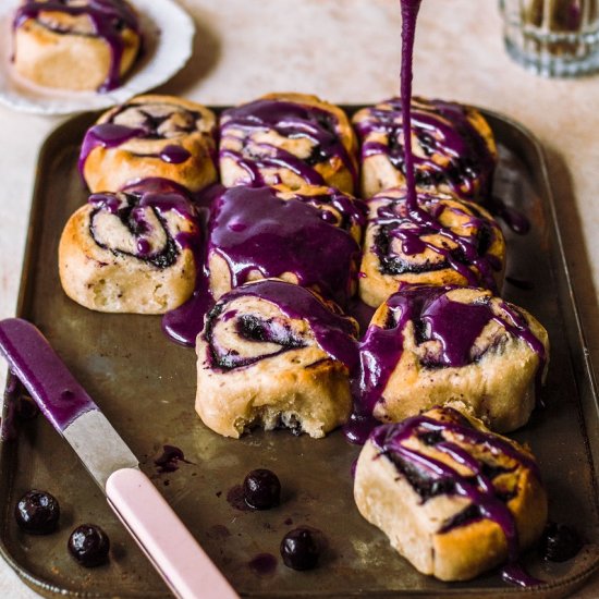 Blueberry Scrolls with Glaze