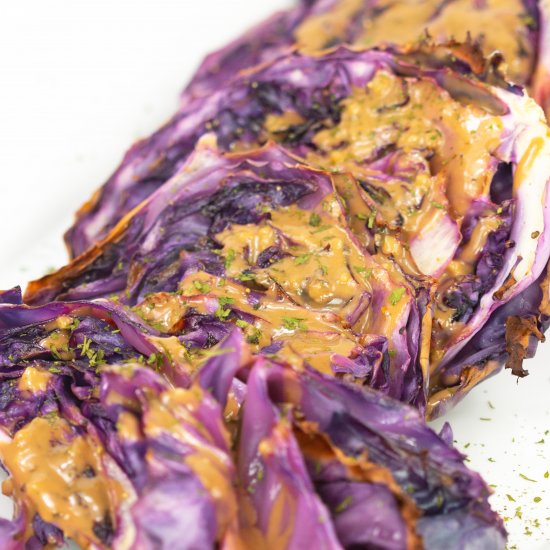 Cabbage Steaks with Balsamic Dressing