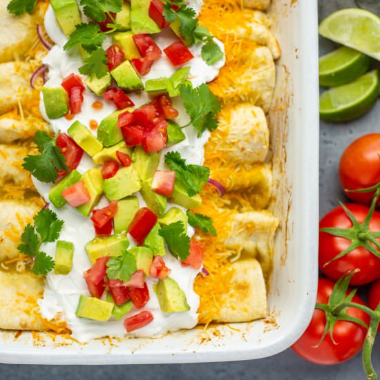 Loaded Jackfruit Chick’n Enchiladas